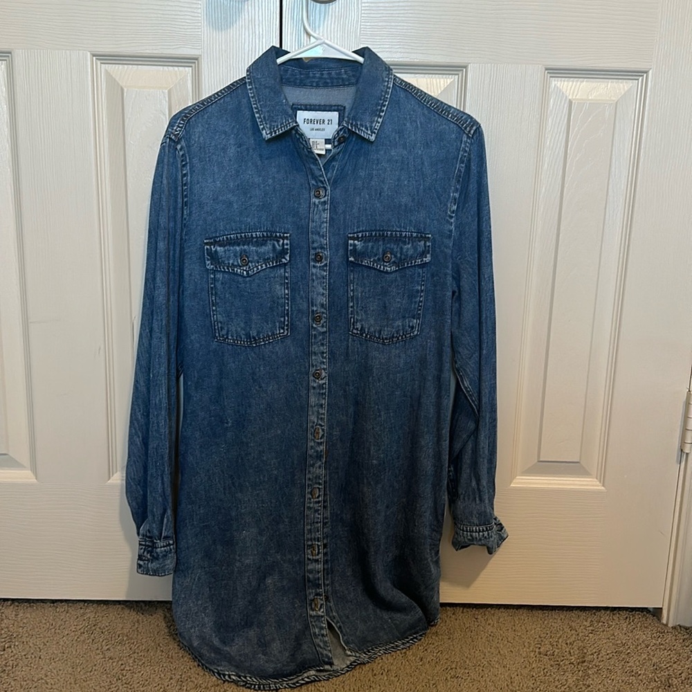 Button down denim dress